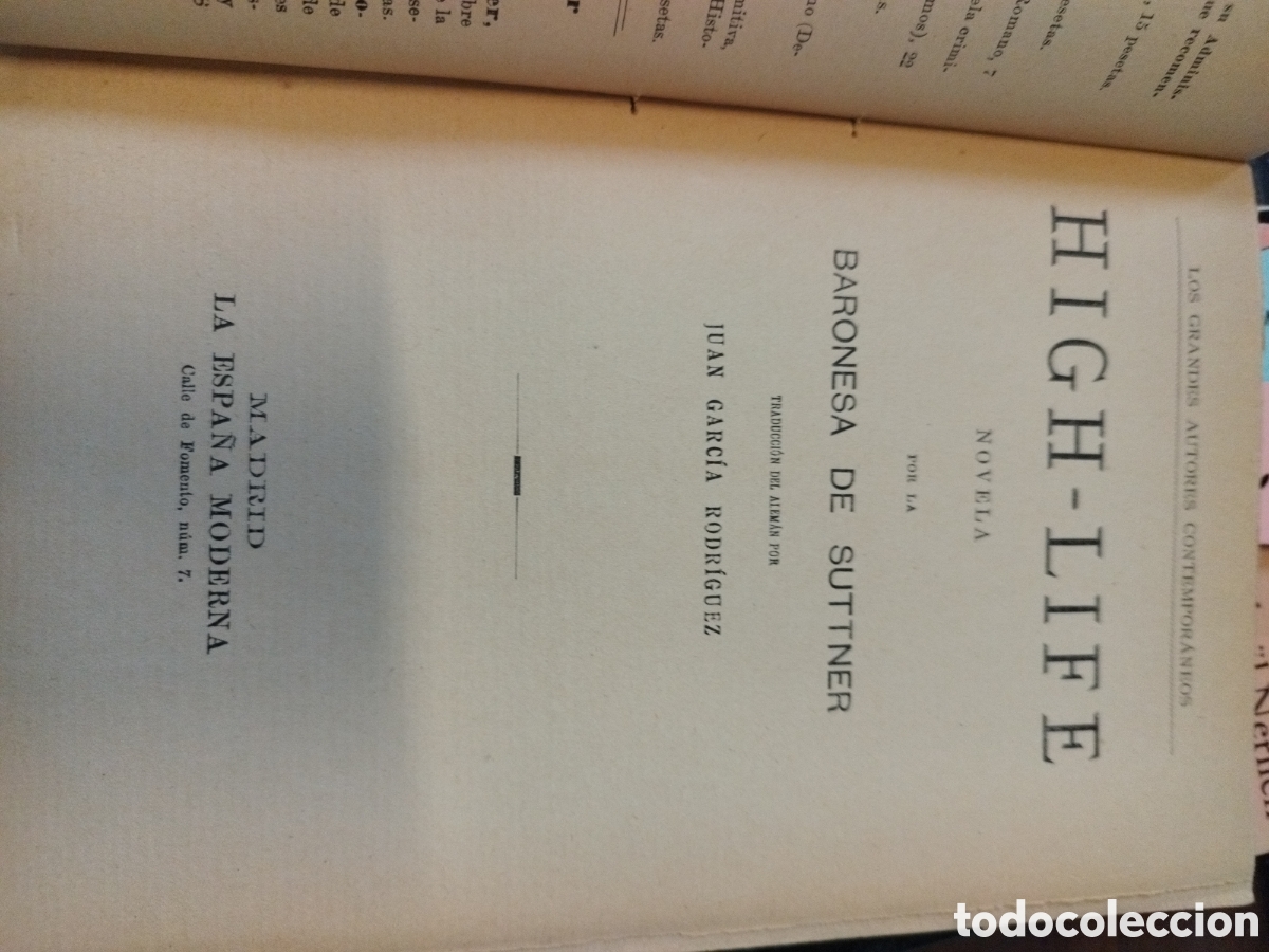 Libros: HIGH LIFE - BARONESA DE SUTTNER - Foto 4