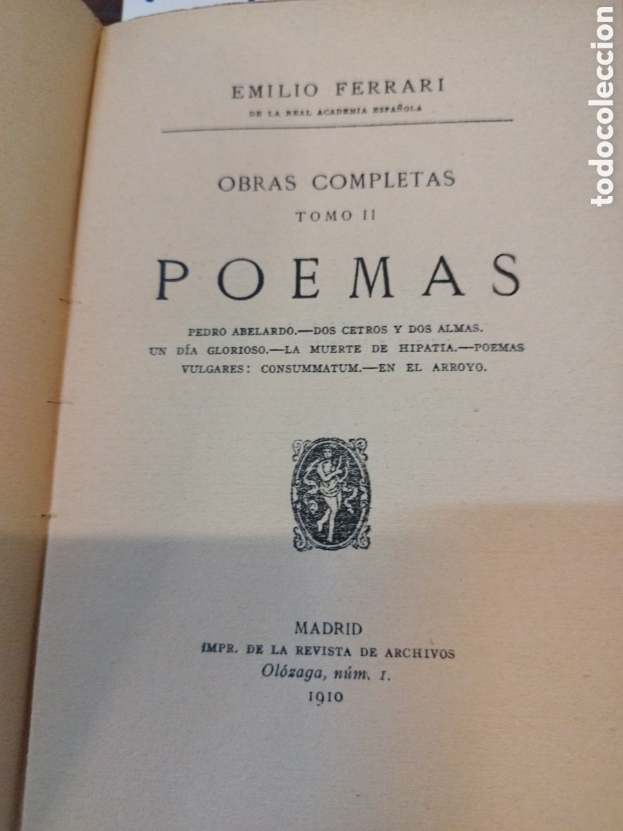 Libros: POEMAS. A&ntilde;o 1910 - FERRARI,Emilio - Foto 4