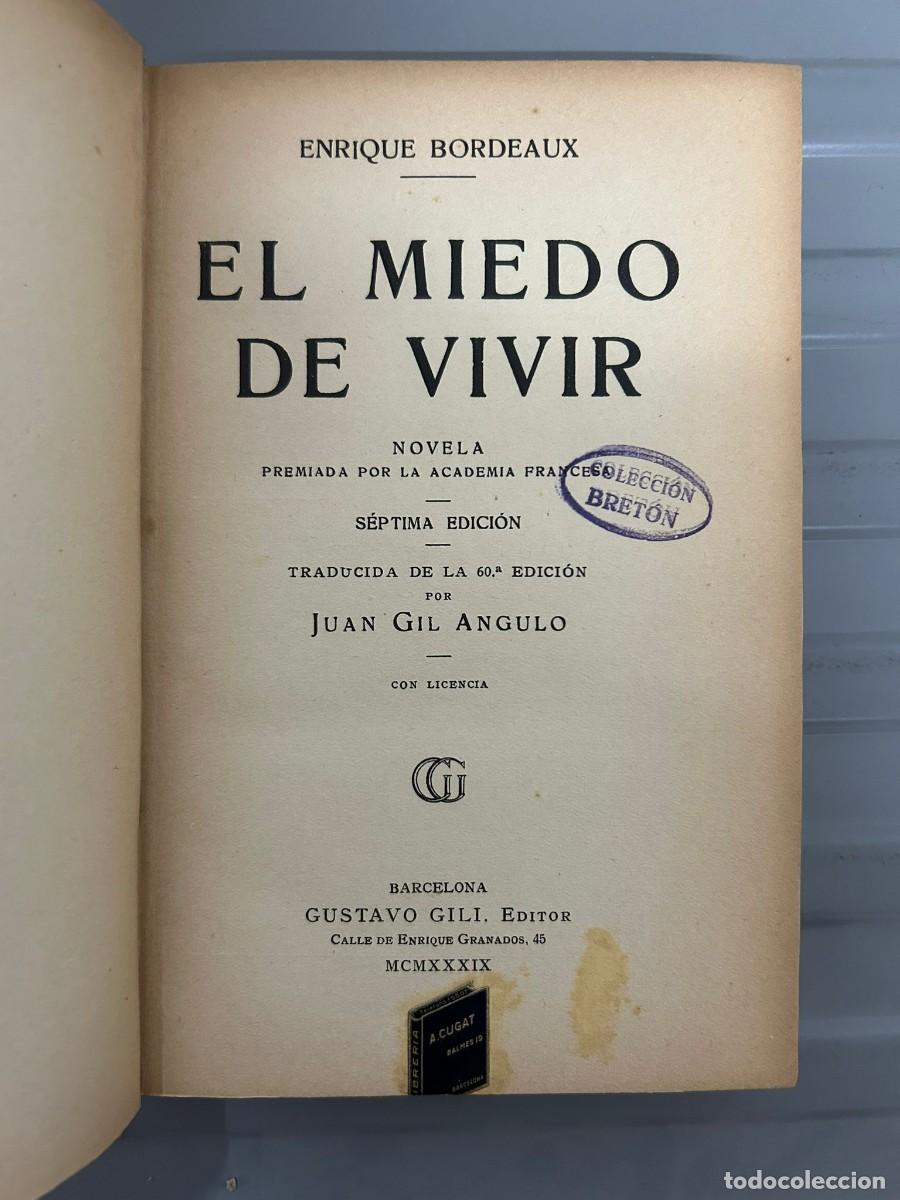 Libros: El miedo de vivir - Enrique Bordeaux - Foto 3