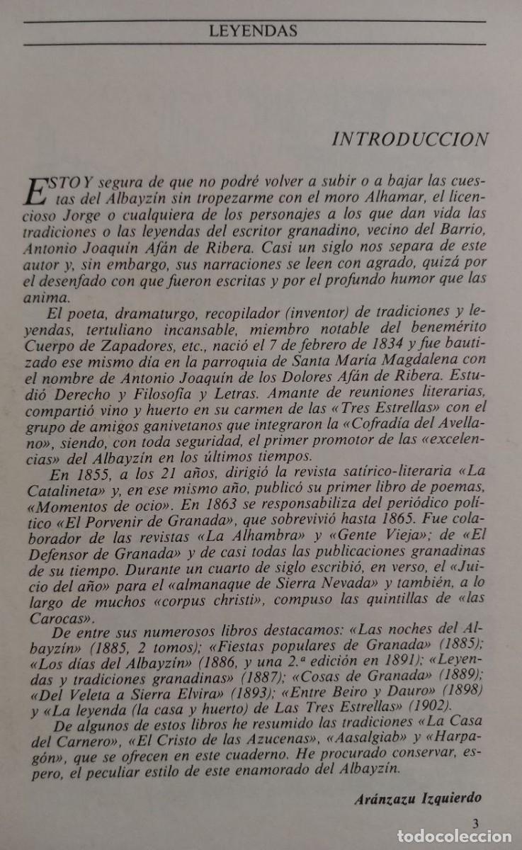 Libros: Leyendas del Albayzin. - AF&Aacute;N DE RIBERA, Antonio Joaqu&iacute;n: - Foto 3