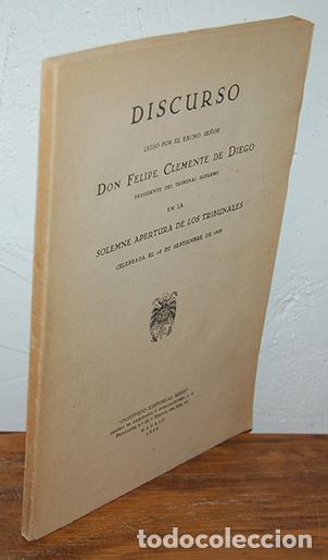 Livros em segunda m&atilde;o: DISCURSO Le&iacute;do por el Ecxmo. Se&ntilde;or Don Felipe Clemente de Diego en la solemne apertura de los Tribun