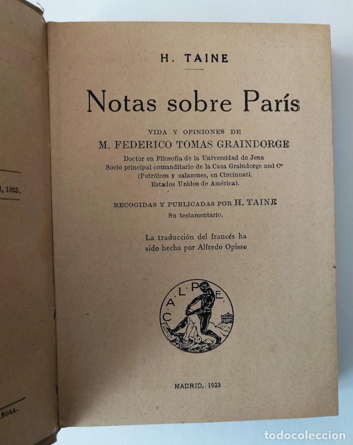 Libros: NOTAS SOBRE PAR&Iacute;S - H. Taine - Foto 2