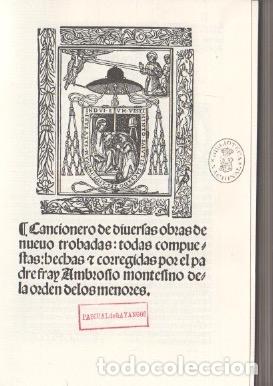 Libros: Cancionero. Facs&iacute;mil - Montesino, Ambrosio - Foto 1