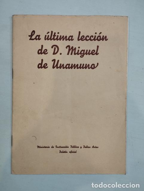 Libros: La &uacute;ltima lecci&oacute;n de D. Miguel de Unamuno - Foto 1