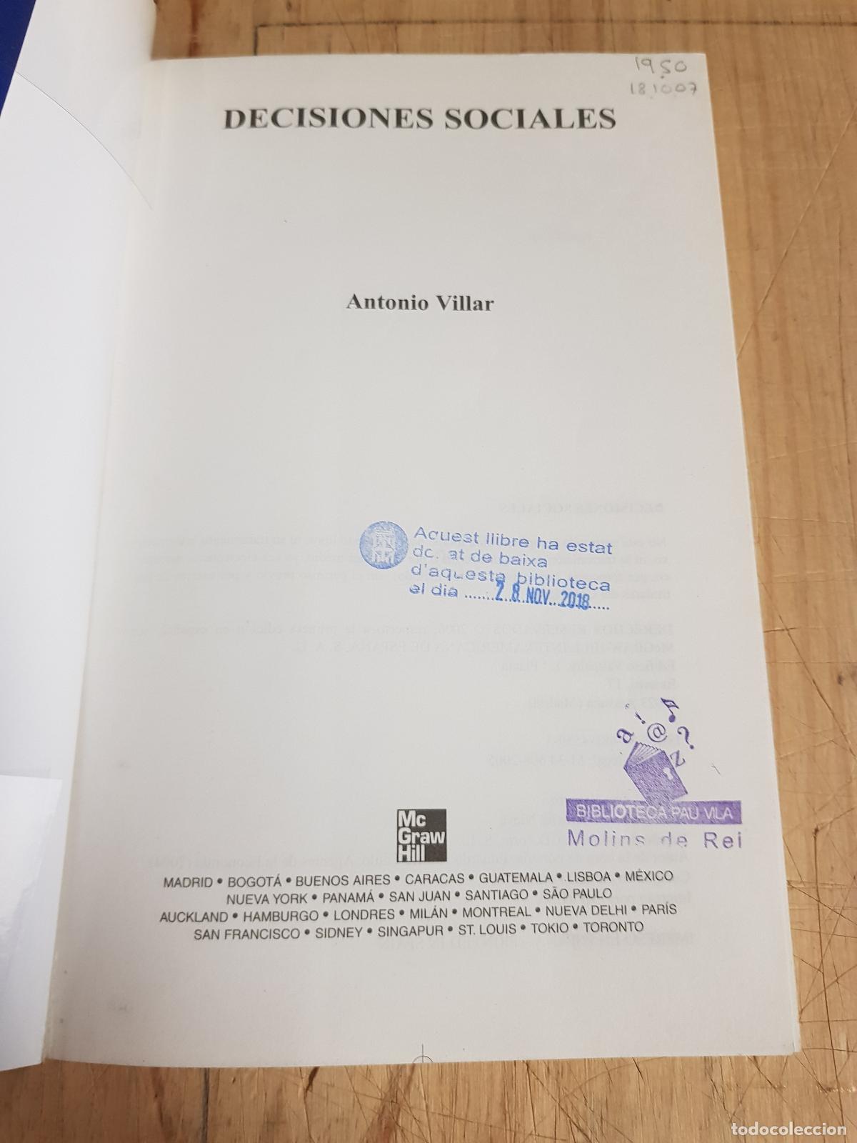 Libros: Decisiones sociales - Antonio Villar - Foto 2