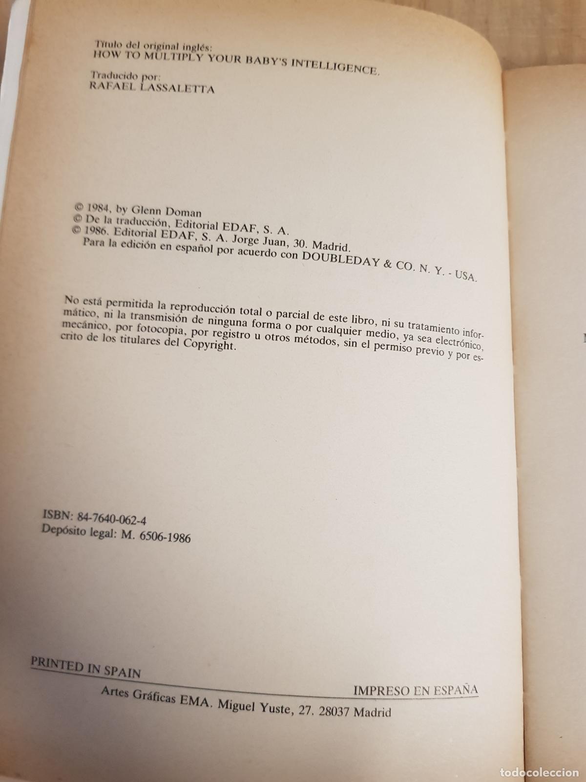Libros: Como multiplicar la inteligencia de su bebe - Glenn Doman - Foto 3