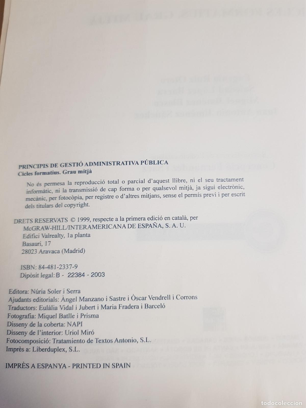 Libros: Principis de gesti&oacute; administrativa p&uacute;blica - Varios - Foto 4