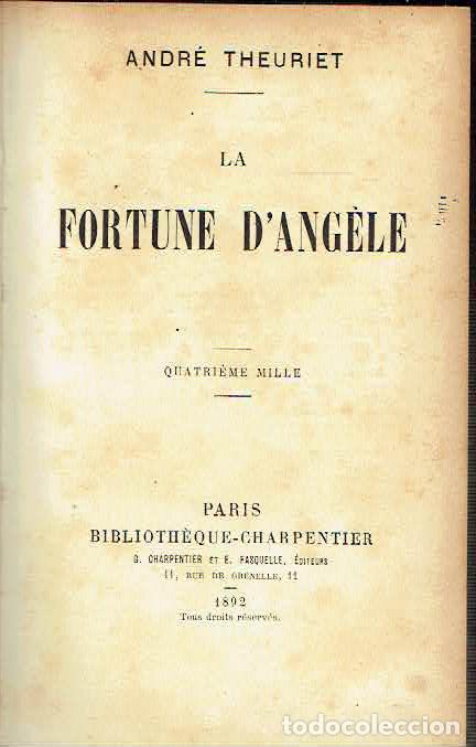 Libros: Andr&eacute; Theuriet. - La fortune dAng&egrave;le. - Foto 1