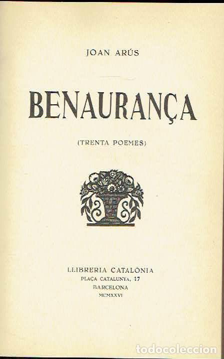 Libros: Joan Ar&uacute;s. - Benauran&ccedil;a. - Foto 1