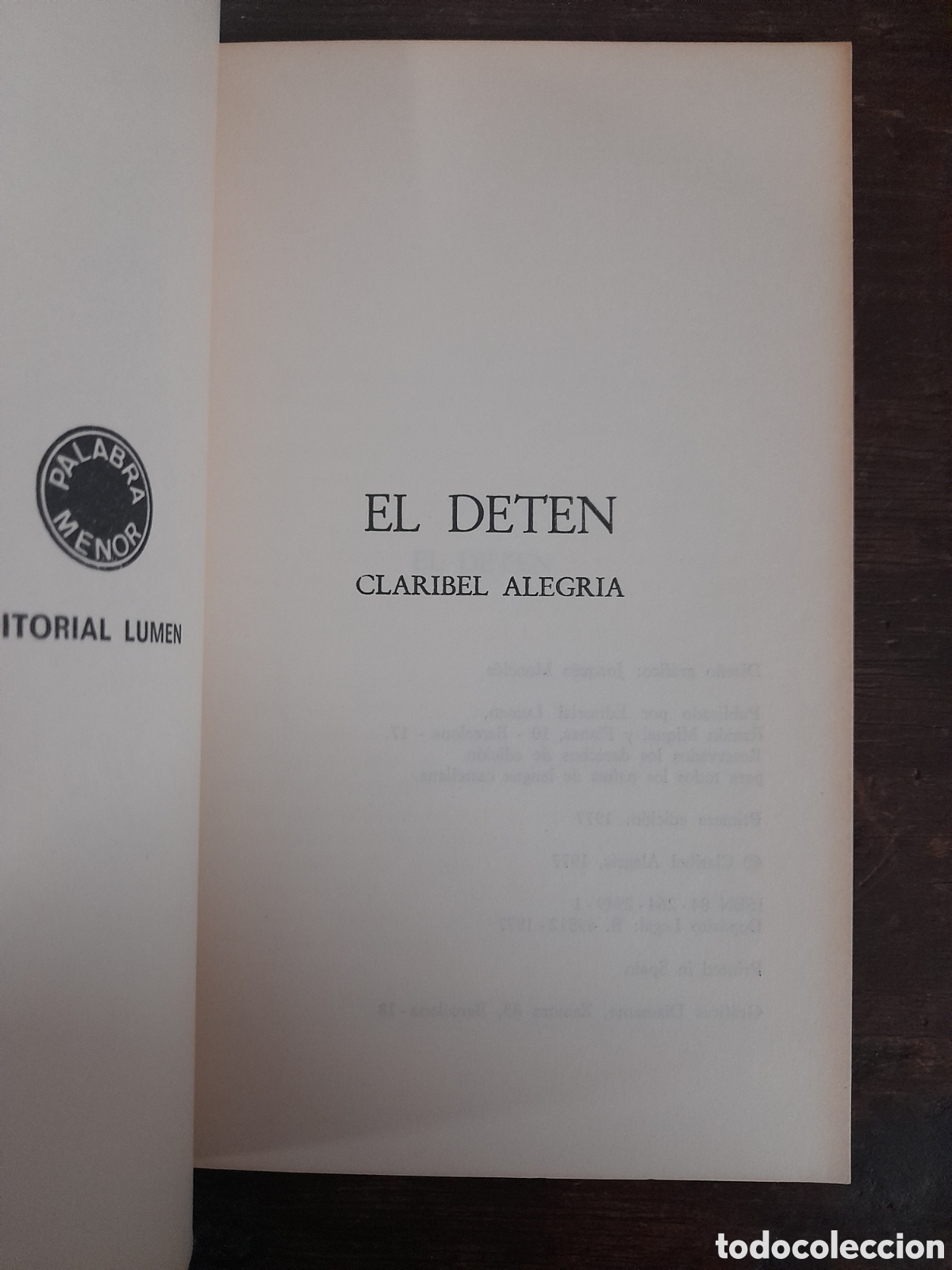 Libros: El Det&eacute;n, Claribel Alegr&iacute;a - LUMEN 1977 - Foto 2