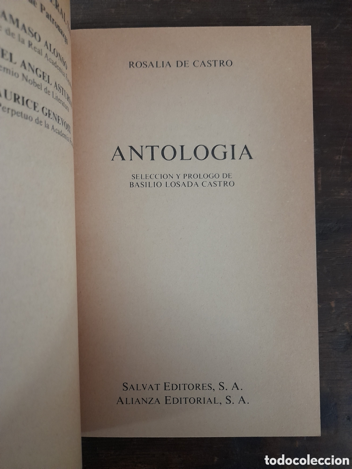 Libros: Antolog&iacute;a, Rosal&iacute;a de Castro - SALVAT 1971 - Foto 2