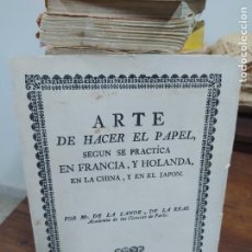 Libros: ARTE DE HACER EL PAPEL. MR. DE LA LANDE. 1968. INTONSO. L.32250