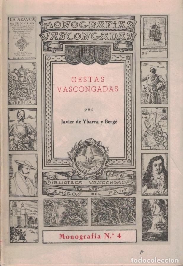 Libros: GESTAS VASCONGADAS. - Ybarra y Berg&eacute;. Javier de, - Foto 1