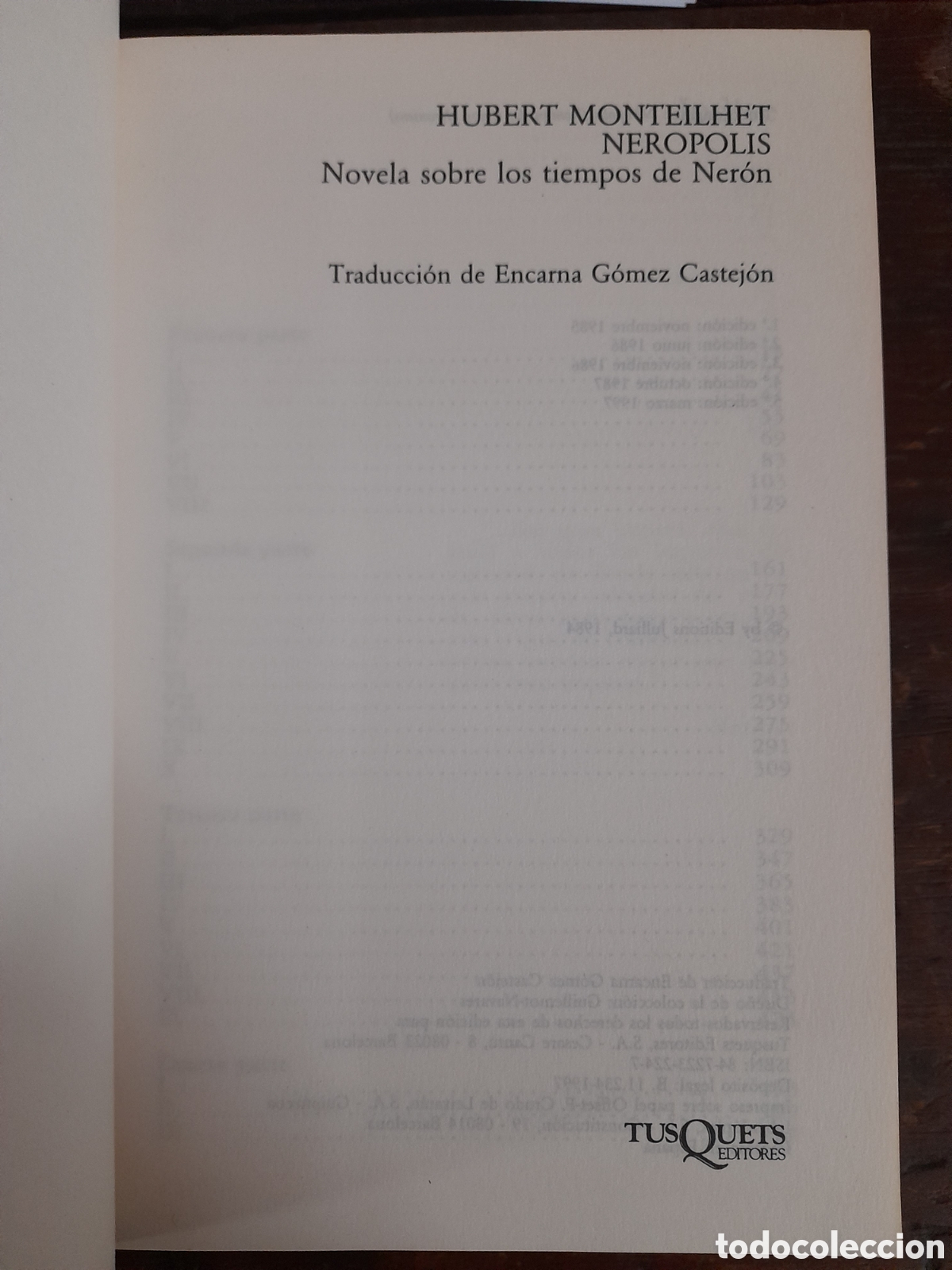 Libros: Neropolis, Hubert Monteilhet - TUSQUETS 1997 - Foto 2