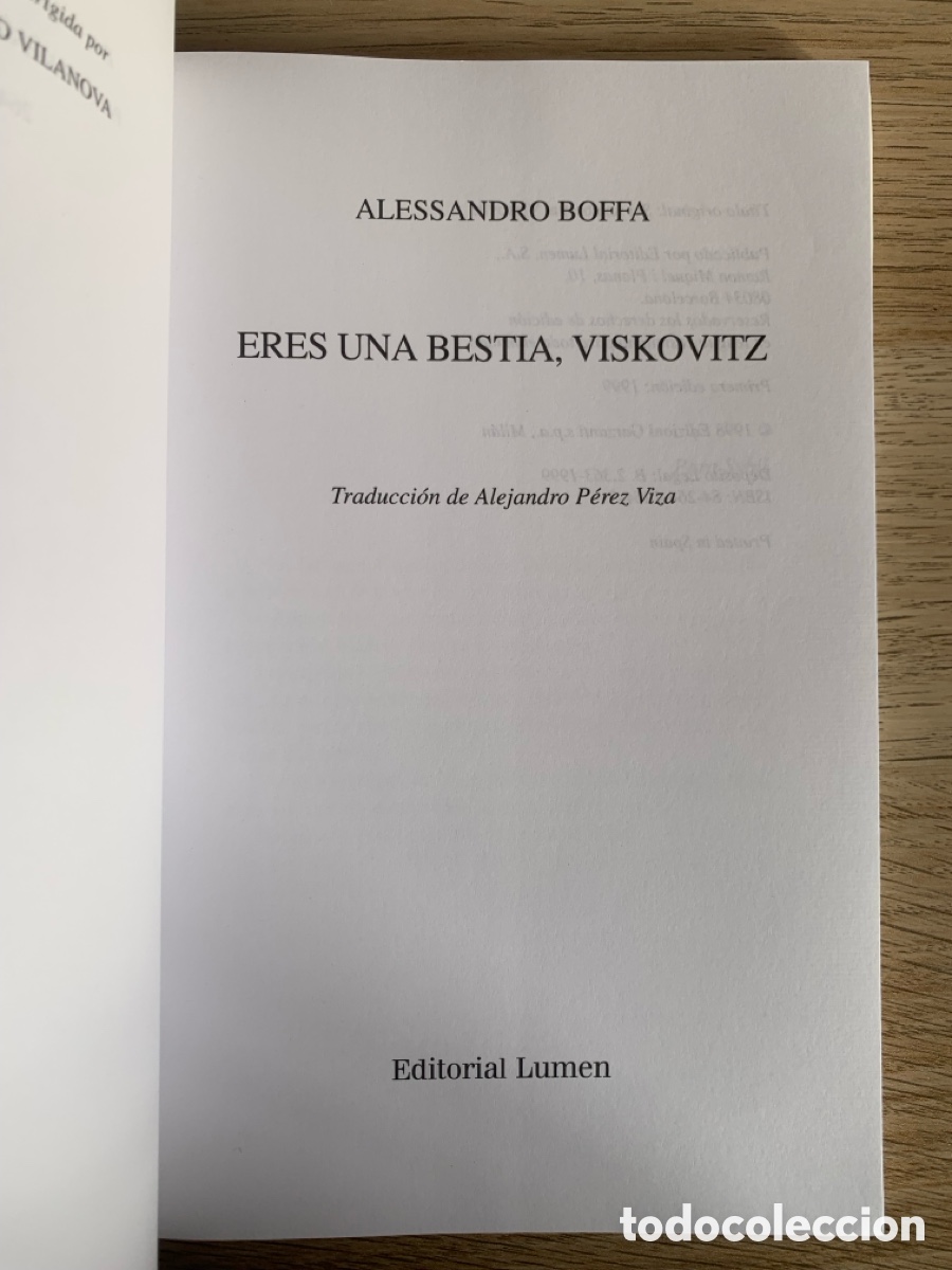 Libros: Eres una bestia, Viskovitz. Alessandro Boffa. Lumen. - Foto 2