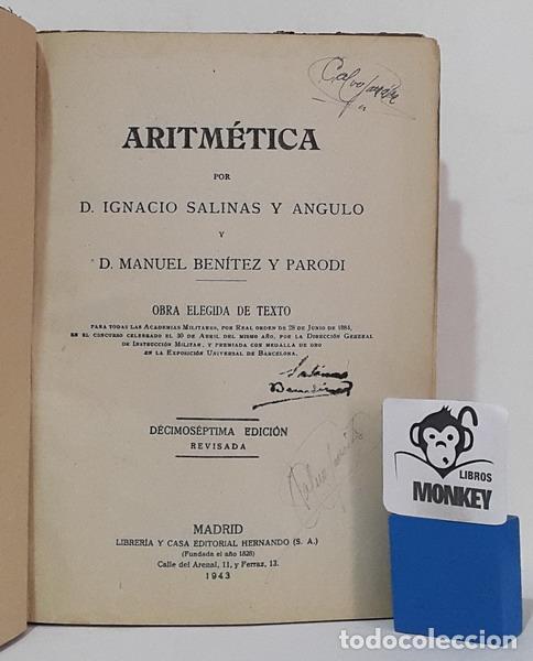 Libros: Aritm&eacute;tica - Igancio Salinas y Angulo, Manuel Ben&iacute;tez y Parodi - Foto 2