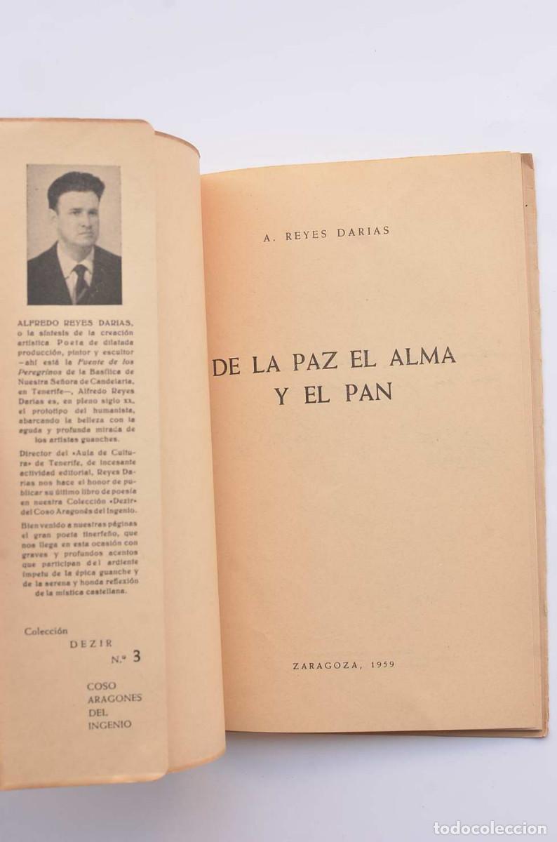 Libros: De la paz el alma y el pan - REYES DARIAS, Alfredo - Dedicatoria aut&oacute;grafa del autor - Foto 2