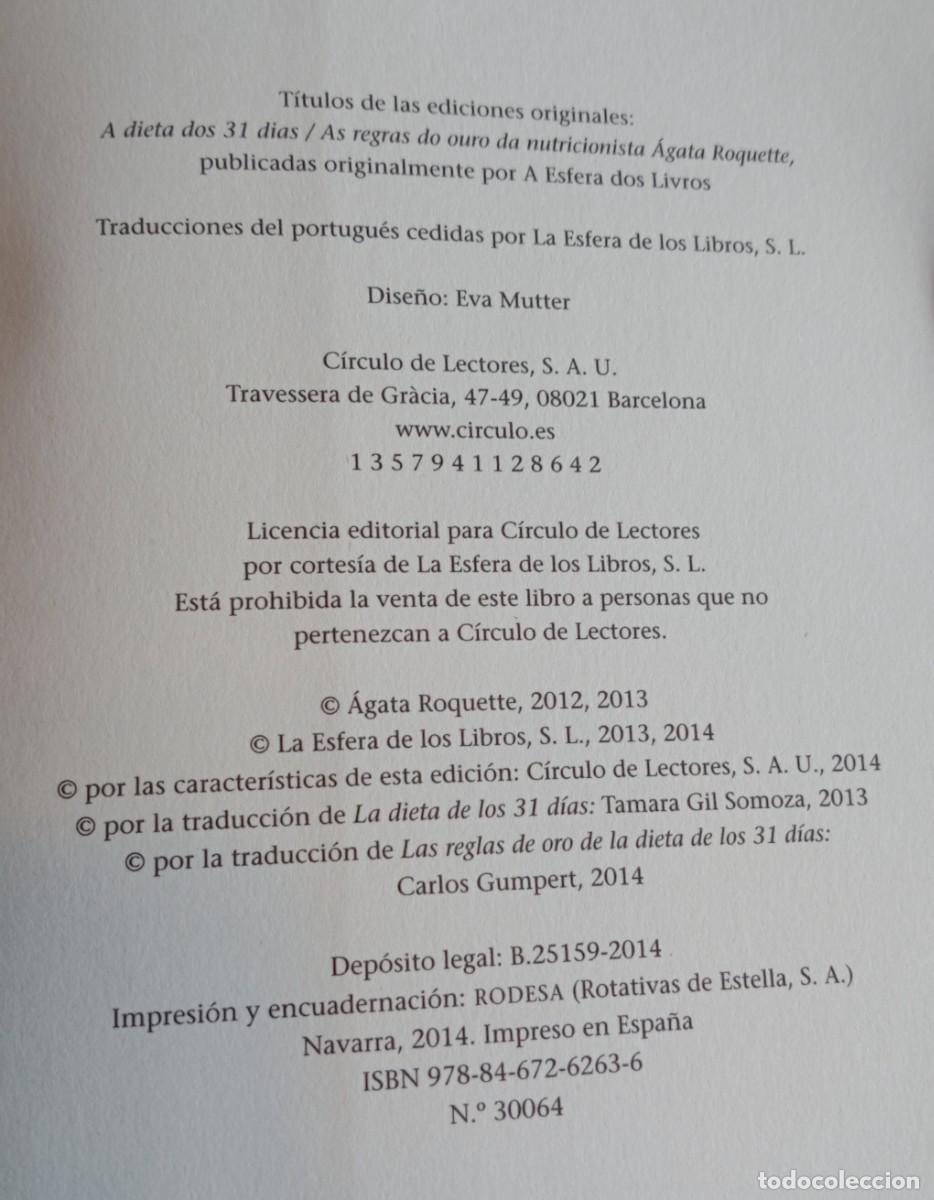 Libros: LA DIETA DE LOS 31 D&Iacute;AS, AGATA ROQUETTE - Foto 5
