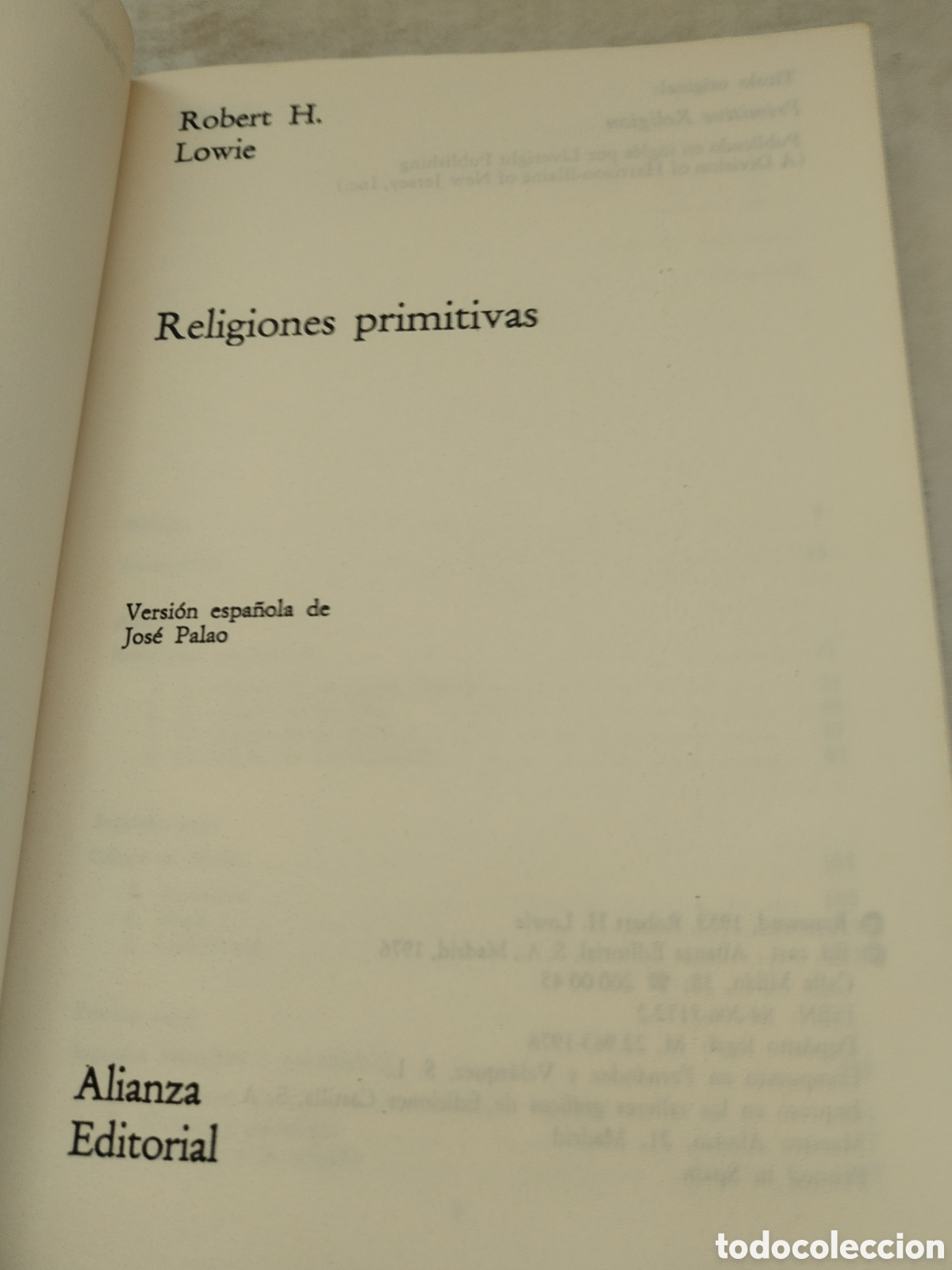 Libros: RELIGI&Oacute;NES PRIMITIVAS/ROBERT H. LOWIE - Foto 2
