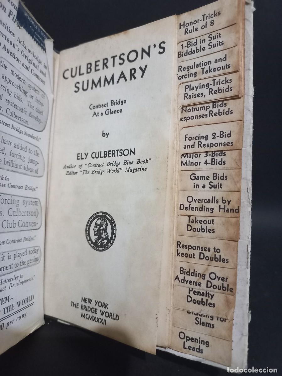 Libros: Ely Culbertson - CulbertsonS Own Summary - 1932 - Foto 2