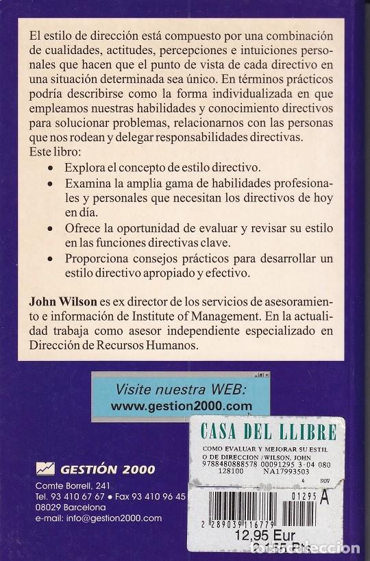 Libros: C&oacute;mo evaluar y mejorar su estilo de direcci&oacute;n - John Wilson - Foto 2