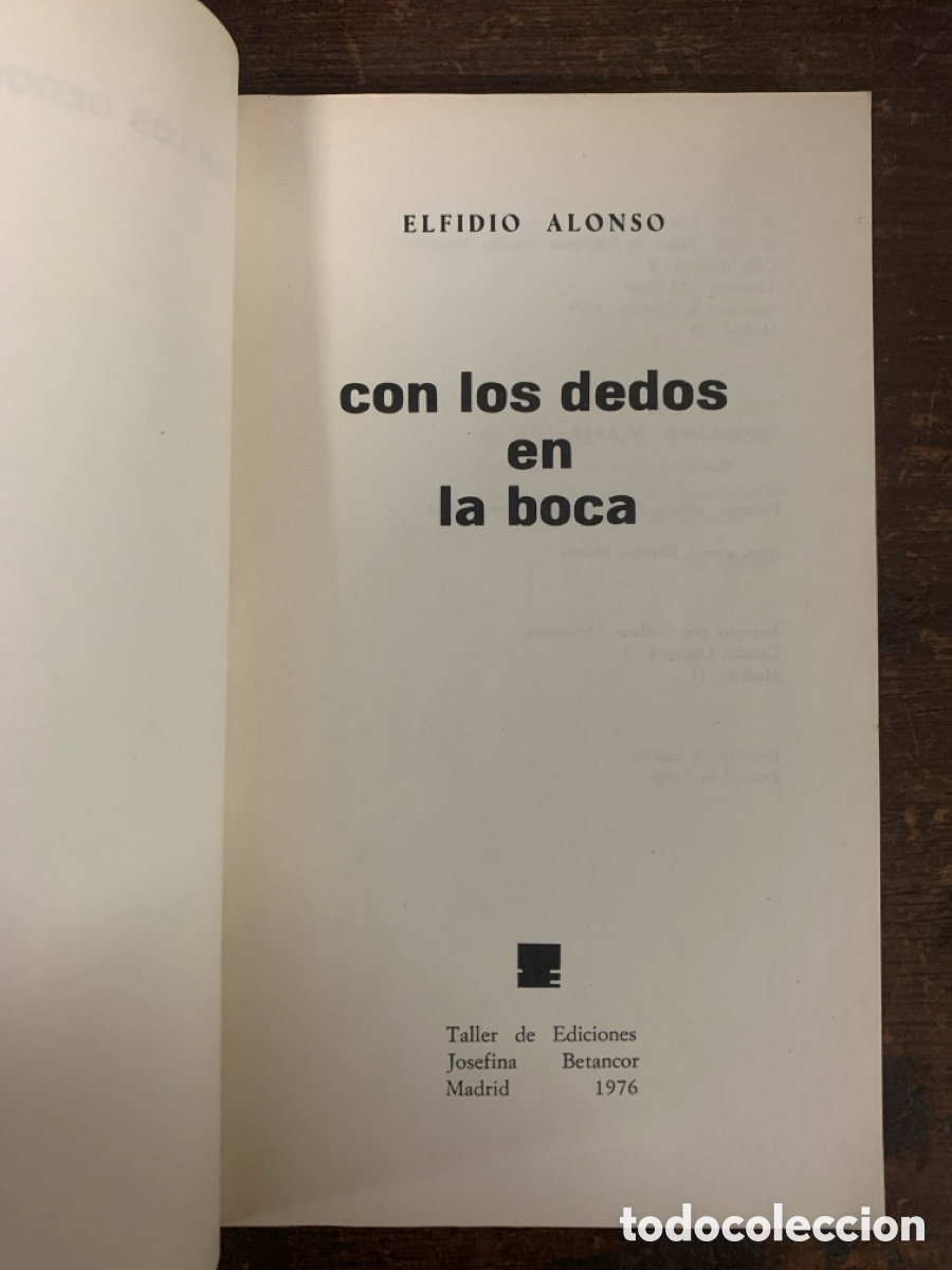 Libros: Con Los Dedos en la Boca, Elfidio Alonso - MADRID 1976 - Foto 2