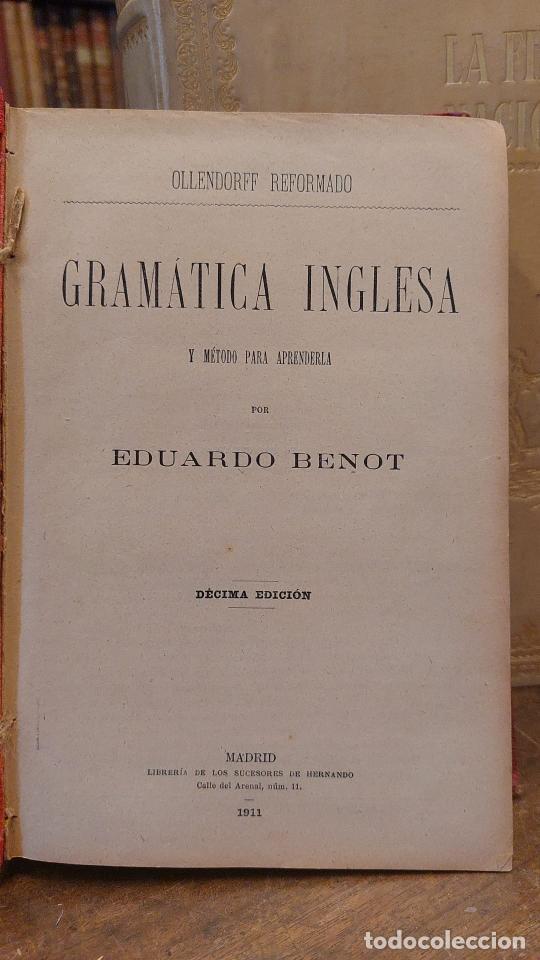 Libros: GRAMATICA INGLESA y m&eacute;todo para aprenderla. Ollendorf reformado. - BENOT, Eduardo. - Foto 2
