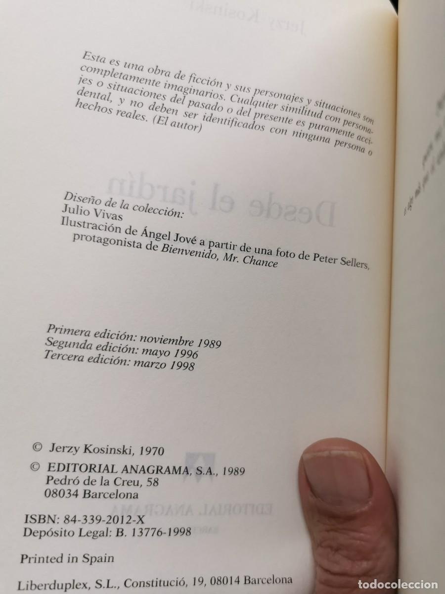 Libros: JERZY KOSINSKI. DESDE EL JARDIN. ANAGRAMA - Foto 3