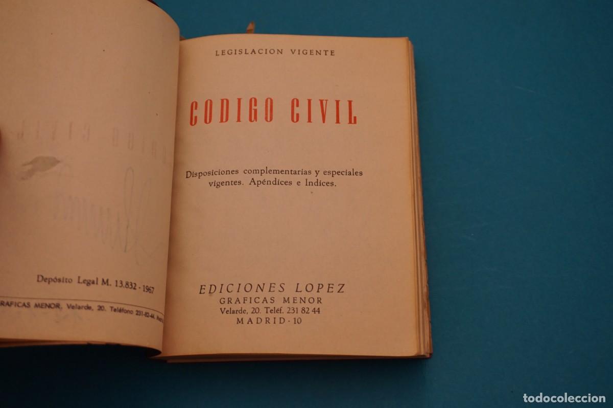 Libros: CODIGO CIVIL - LEGISLACION VIGENTE / EDICIONES LOPEZ - 1967 - Foto 3