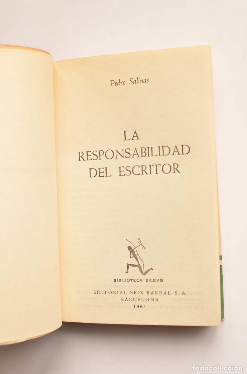 Libros: La responsabilidad del escritor - SALINAS, Pedro - Foto 2