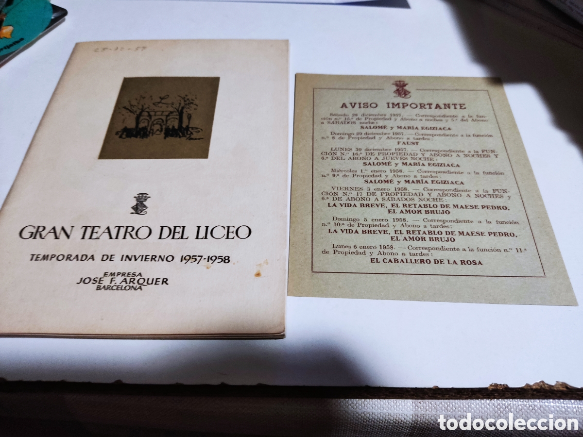 Libros: Gran teatro del liceo 1957-58 - Foto 1