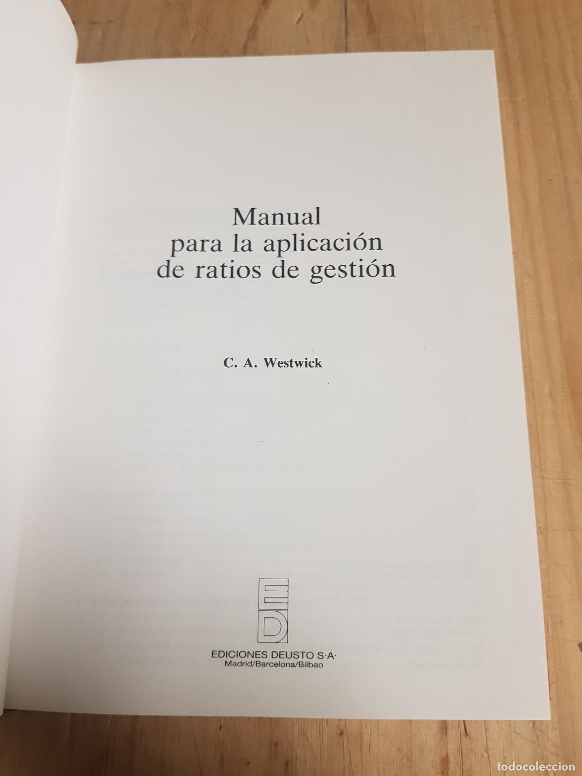 Libros: Manual para la aplicaci&oacute;n de Ratios de Gesti&oacute;n - C. A. Westwick - Foto 3