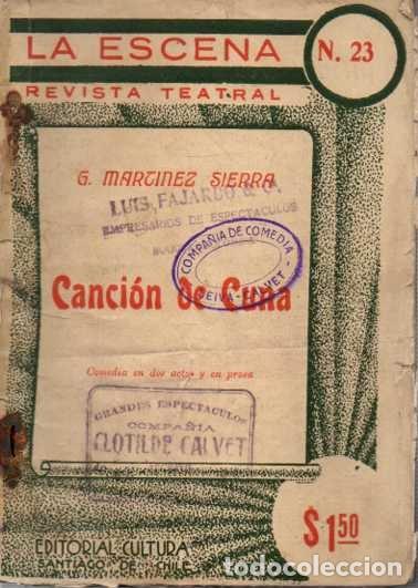 Libros: CANCION DE CUNA. COMEDIA EN DOS ACTOS Y EN PROSA. - MARTINEZ SIERRA, G. - Foto 1