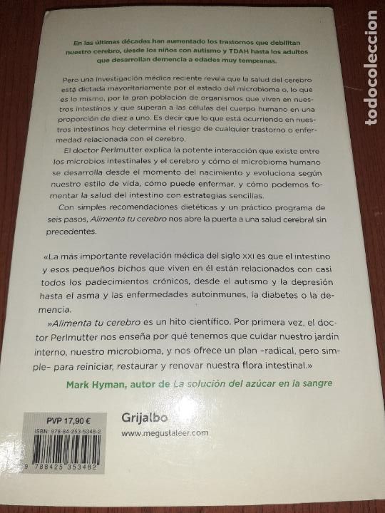 Libros: ALIMENTA TU CEREBRO � NUTRICION - DR. DAVID PERLMUTTER - Foto 2