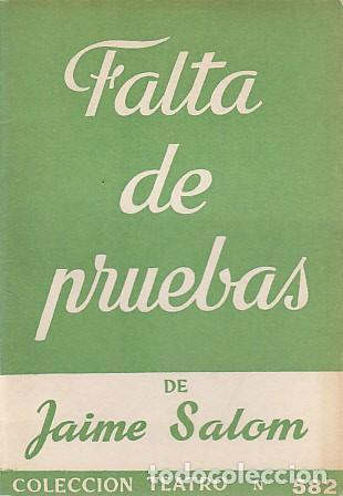 Libros: FALTA DE PRUEBAS - SALOM, JAIME - Foto 1