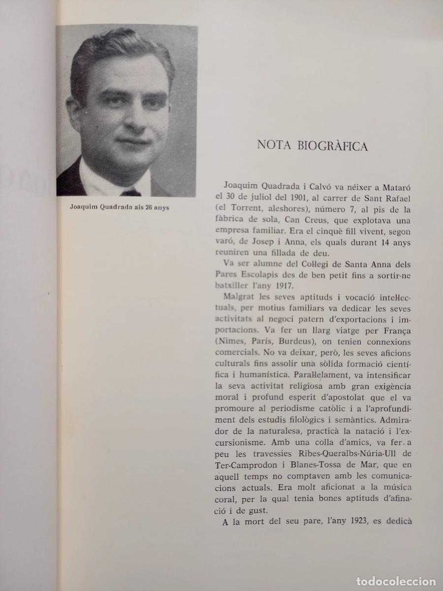 Libros: JOAQUIM QUADRADA, RECORDAT / MATARO 1970 - Foto 2
