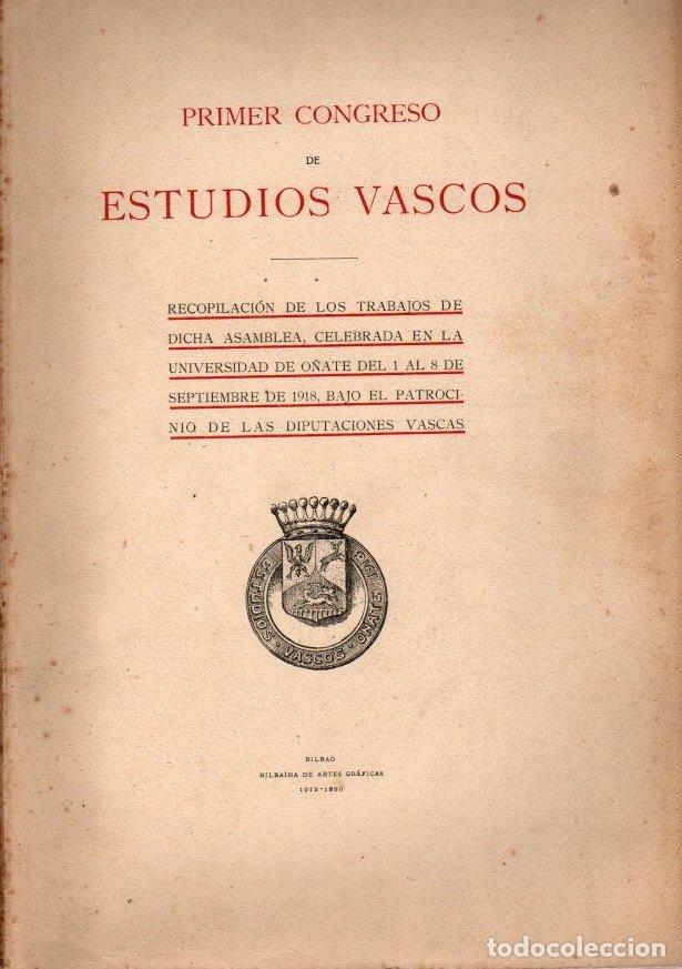Libros: Primer Congreso de Estudios Vascos - NO CONSTA AUTOR - Foto 1