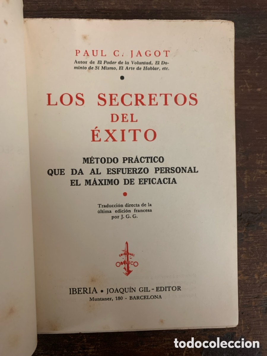 Libros: Los Secretos del &Eacute;xito, Paul C. Jagot - 1935 - Foto 2