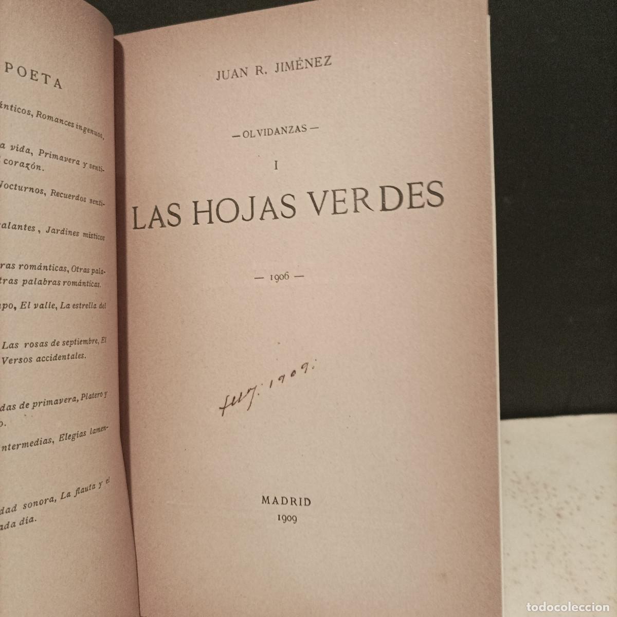 Libros: JIM&Eacute;NEZ, Juan Ram&oacute;n.- - Las hojas verdes. (Olvidanzas). - Foto 1
