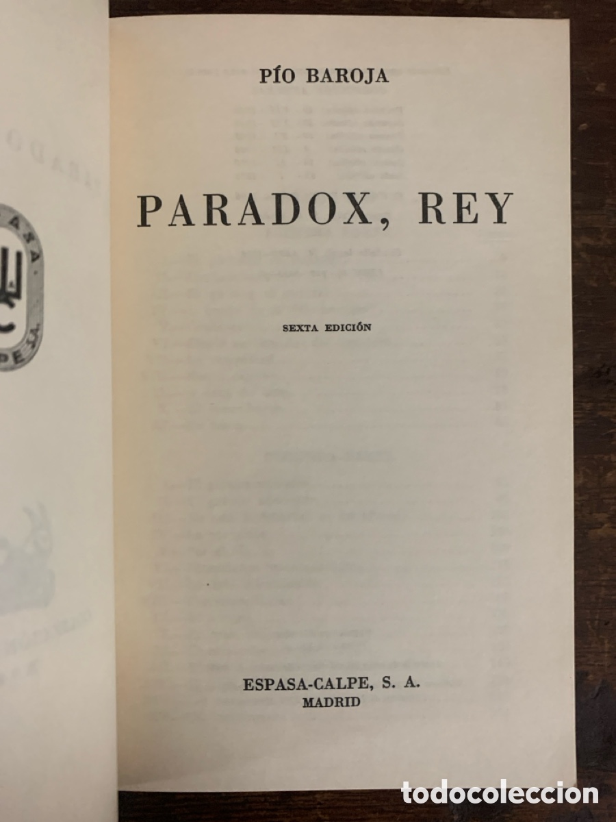 Libros: Paradox Rey, P&iacute;o Baroja - ESPASA-CALPE 1976 - Foto 2