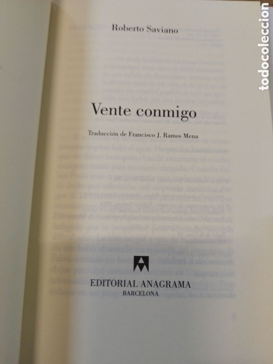 Libros: VENTE CONMIGO. 1&ordf; Edici&oacute;n - SAVIANO,Roberto - Foto 4