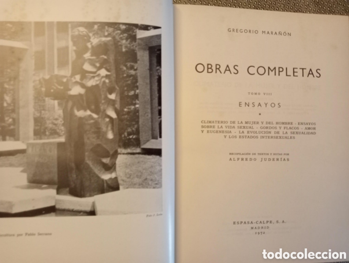 Libros: GREGORIO MARA&Ntilde;ON. OBRAS COMPLETAS. TOMO VIII. Ensayos - Foto 4
