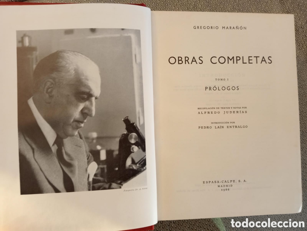 Libros: GREGORIO MARA&Ntilde;ON. OBRAS COMPLETAS. TOMO I. Pr&oacute;logos - Foto 3