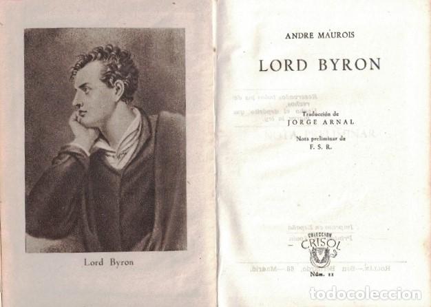 Libros: LORD BYRON. - Mautois. Andre, - Foto 1