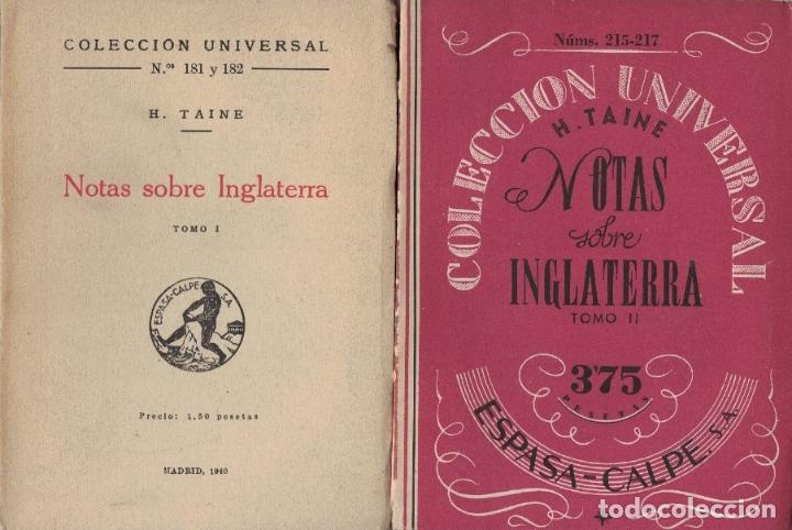 Libros: NOTAS SOBRE INGLATERRA. 2 Tomos. - Taine. H., - Foto 1