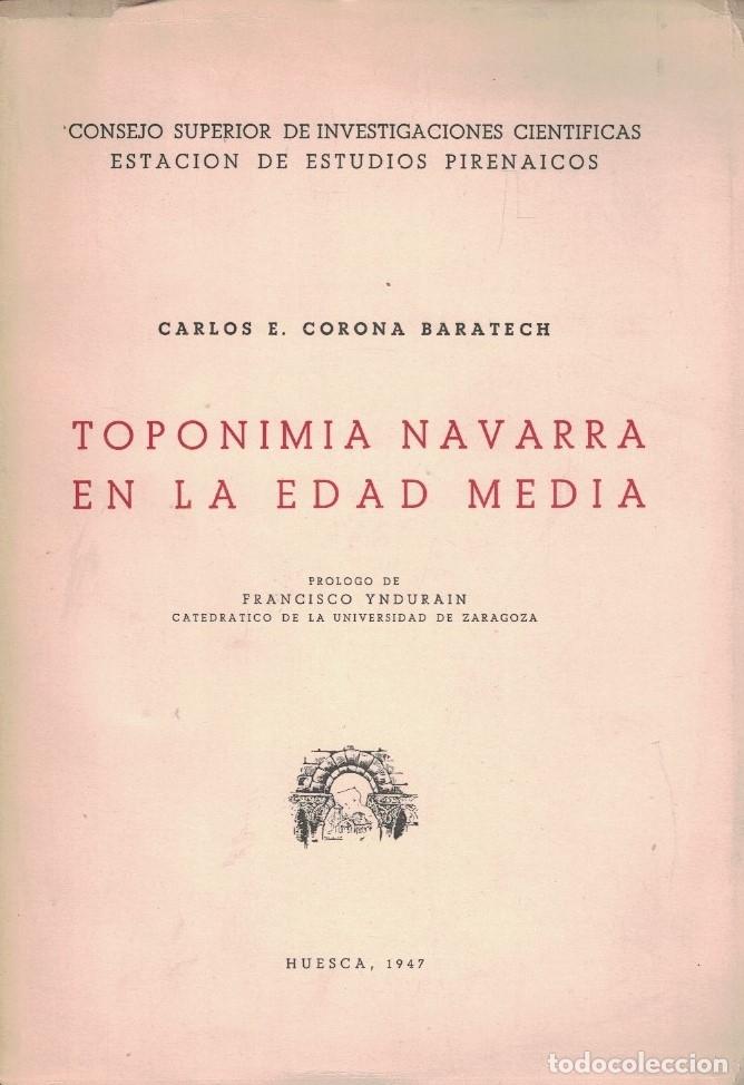 Libros: TOPONIMIA NAVARRA EN LA EDAD MEDIA. - Corona Baratech. Carlos, - Foto 1