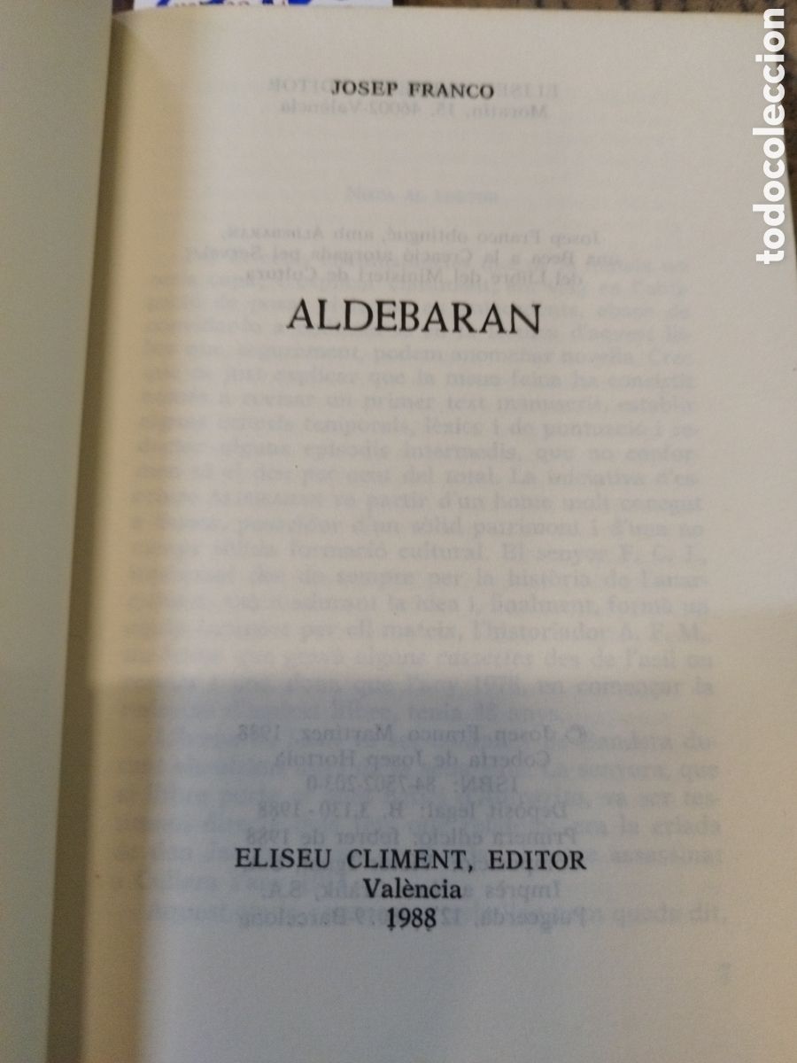 Libros: ALDEBARAN.1&ordm; Edici&oacute;n - FRANCO, Josep - Foto 4
