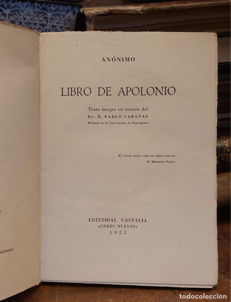 Libros: LIBRO DE APOLONIO. Texto &iacute;ntegro en versi&oacute;n de Pablo Caba&ntilde;as. - AN&Oacute;NIMO. - Foto 2