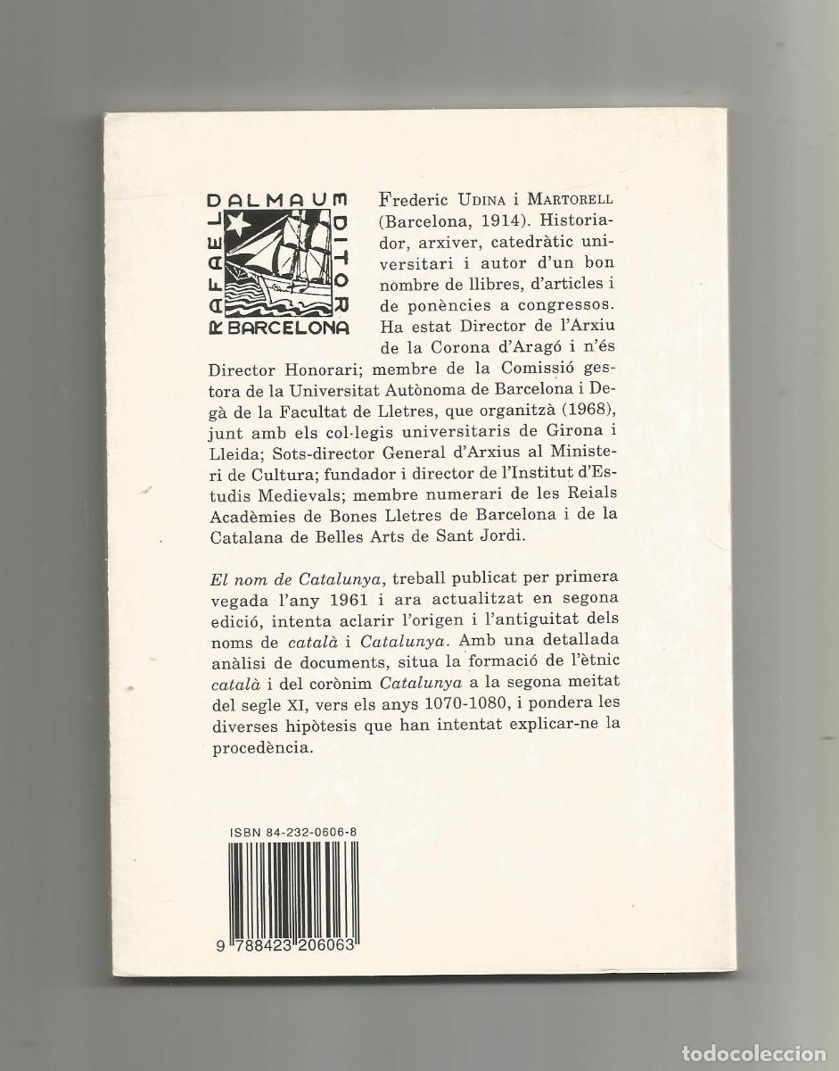 Libros: El nom de Catalunya. - UDINA MARTORELL, Frederic: - Foto 2
