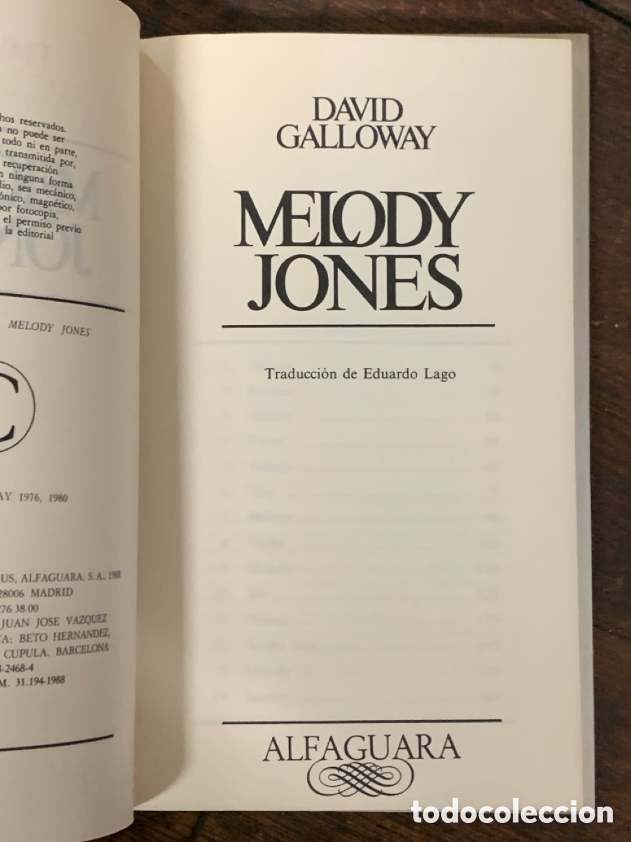 Libros: Melody Jones, David Galloway - ALFAGUARA 1988 - Foto 2